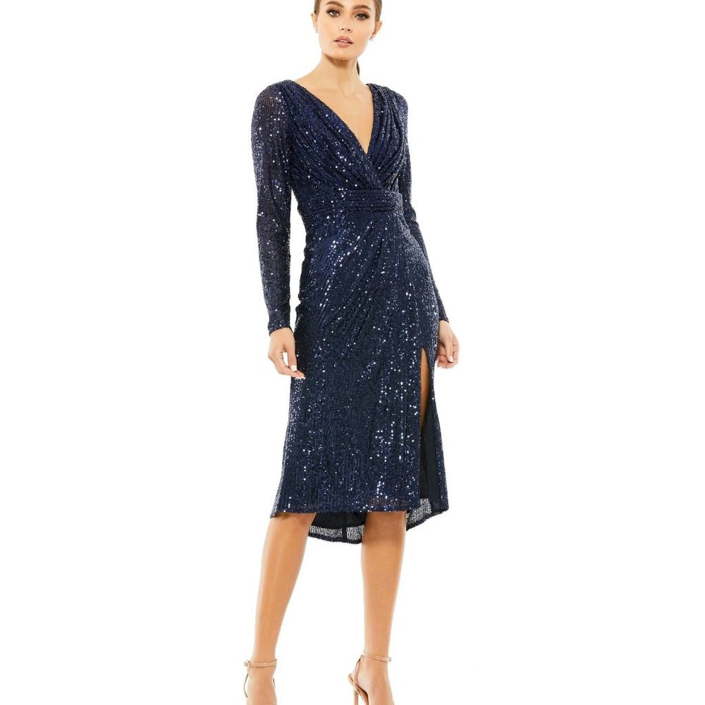 SEQUINED LONG SLEEVE MIDI DRESS NEW NWT SIZE 14